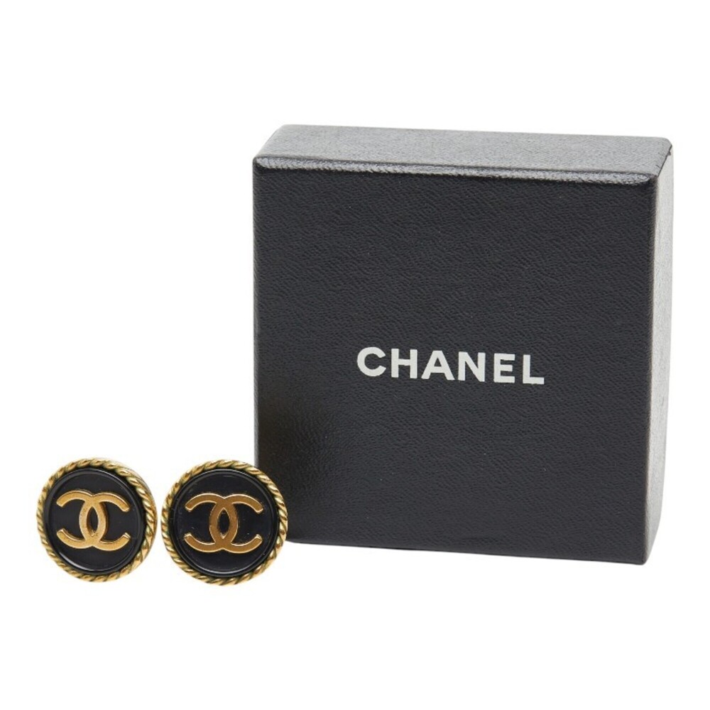 CHANEL Authentic Vintage Black Logo Earrings - Picture 5 of 5